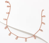 Diamonique Clear Baguette Dangle Anklet, Rose Sterling Silver, 12"